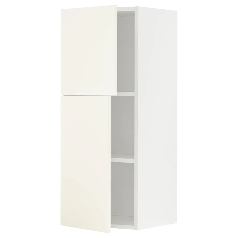 IKEA METOD МЕТОД, навісна шафа з полицями / 2 дверцят, білий / ВАЛЛЬСТЕНА білий, 40x100 см 895.072.65 фото №1