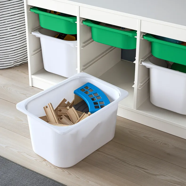IKEA TROFAST ТРУФАСТ, комбинация д/хранения+контейнеры, белый зеленый/белый, 99x44x56 см 193.355.31 фото №3