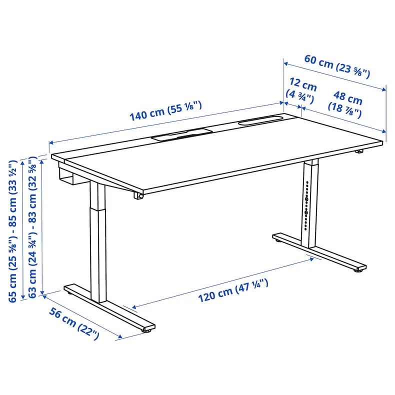 IKEA MITTZON МИТТЗОН, письменный стол, дуб / белый, 140x60 см 395.280.53 фото №9