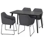 IKEA LISABO ЛІСАБО / TOSSBERG ТОССБЕРГ, стіл+4 стільці, чорний / металік чорний / сірий, 140x78 см 792.881.26 фото