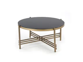 Журнальний стіл HALMAR ISMENA 80x80 см, каркас - золото, стільниця - чорний фото