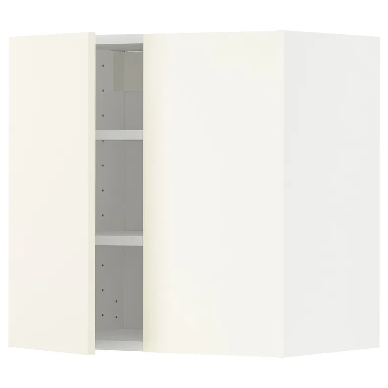 IKEA METOD МЕТОД, навісна шафа з полицями / 2 дверцят, білий / ВАЛЛЬСТЕНА білий, 60x60 см 895.072.70 фото №1