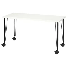 IKEA LAGKAPTEN ЛАГКАПТЕН / KRILLE КРІЛЛЕ, письмовий стіл, білий / чорний, 140x60 см 095.099.75 фото