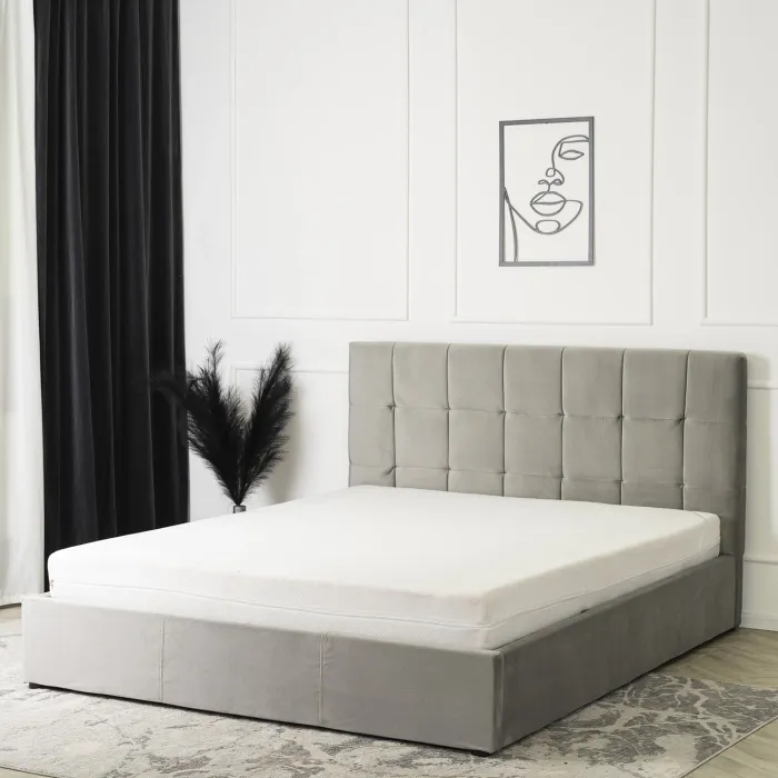 Кровать двуспальная бархатная MEBEL ELITE PANAMA Velvet, 160x200 см, Серый фото №7