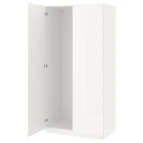 IKEA PAX ПАКС, гардероб із 2 дверцятами, білий/Fardal глянцевий/білий, 100x37x201 см 999.043.92 фото