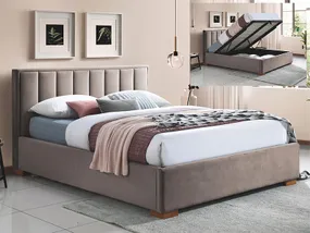 Кровать двуспальная бархатная SIGNAL MARANI, 160x200 см, Bluvel 40 - бежевый фото