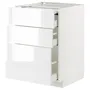 IKEA METOD МЕТОД / MAXIMERA МАКСИМЕРА, напольный шкаф с выдвиж панелью / 3ящ, белый / Рингхульт белый, 60x60 см 694.338.07 фото