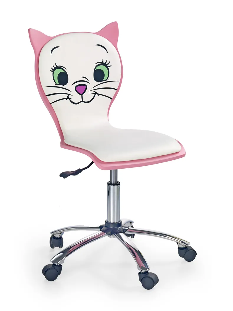 Дитяче крісло обертове HALMAR KITTY 2 білий, рожевий фото №1