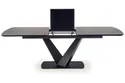 Обеденный стол раскладной HALMAR VINSTON 180-230x95 см, столешница - темно серая/черная, ножки - черные фото thumb №12