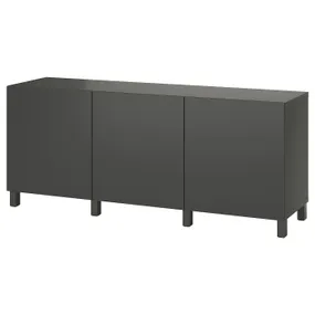 IKEA BESTÅ БЕСТО, комбинация для хранения с дверцами, темно-серый/Лаппвикен/Стуббарп темно-серый, 180x42x74 см 895.080.57 фото
