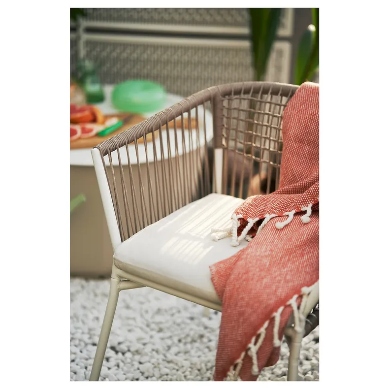 IKEA SEGERÖN СЕГЕРЕН, крісло з підлокітниками, вуличне, білий/бежевий 505.108.10 фото №5