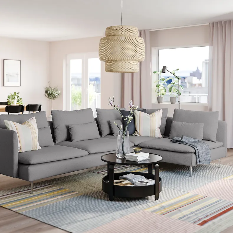 IKEA SÖDERHAMN СЕДЕРХАМН, кутовий диван, 4-місний, з відкритим торцем / сірий Tonerud 194.520.73 фото №2