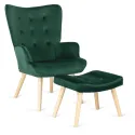 Кресло мягкое бархатное с подставкой для ног MEBEL ELITE LOZANO Velvet, Зеленый фото thumb №1
