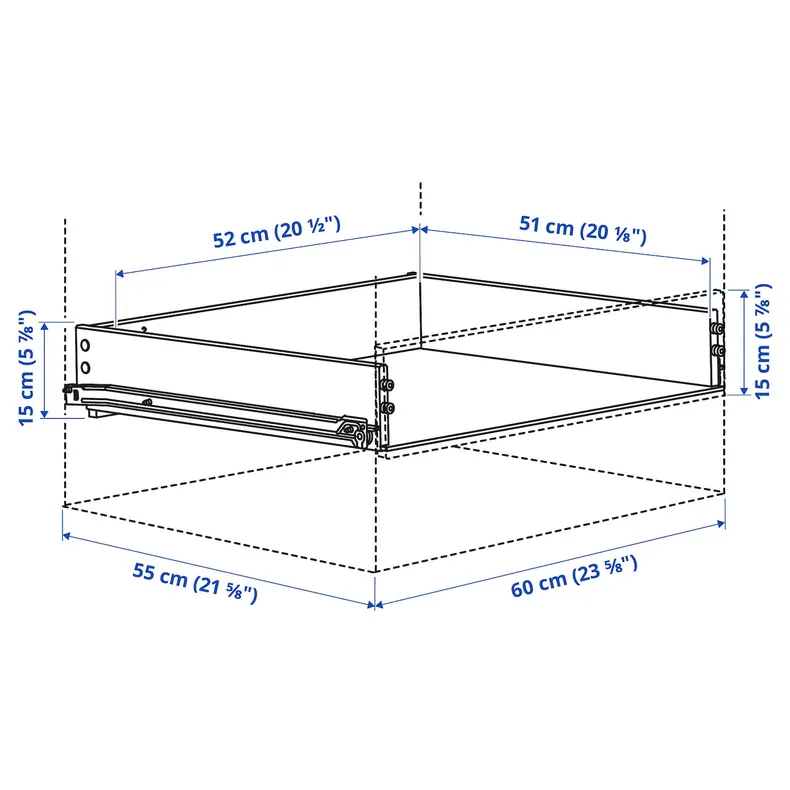 IKEA KONSTRUERA КОНСТРУЕРА, шухляда без фронтальної панелі, білий, 15x60 см 504.367.78 фото №2