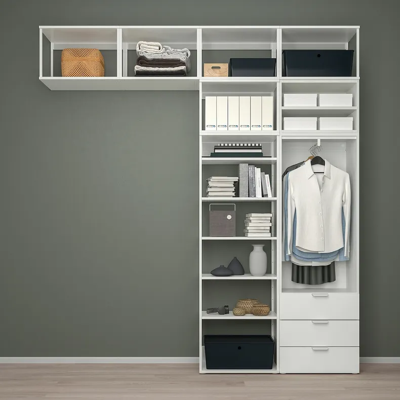 IKEA PLATSA ПЛАТСА, гардероб із 2 дверцятами+3 шухлядам, білий/Fonnes white, 240x42x261 см 495.306.25 фото №3
