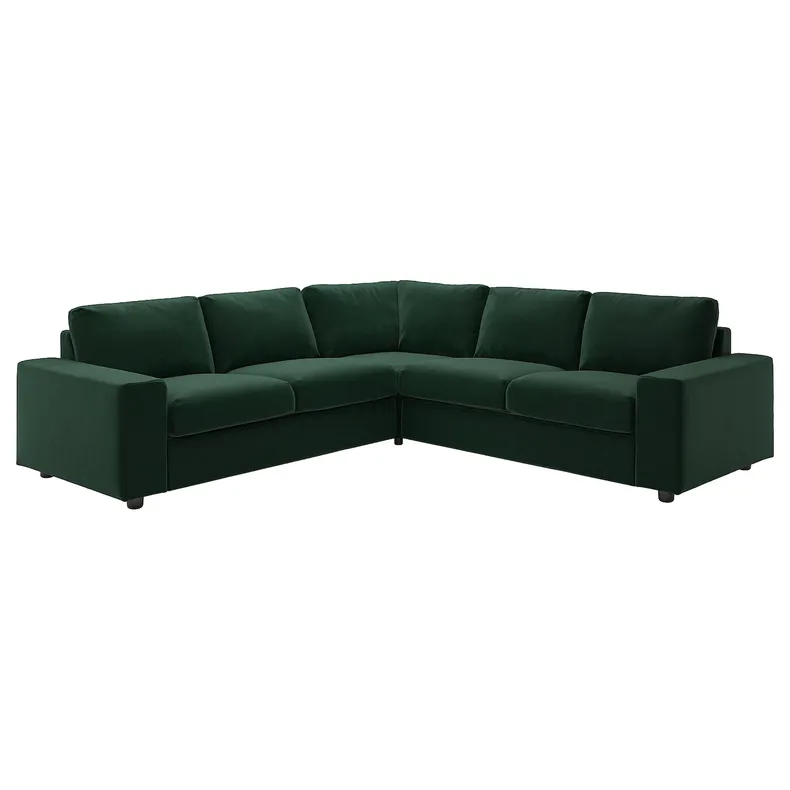 IKEA VIMLE ВИМЛЕ, чехол д/углового 4-местного дивана, с широкими подлокотниками/Djuparp темно-зеленый 394.367.89 фото №2