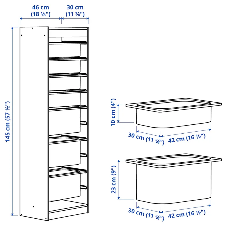 IKEA TROFAST ТРУФАСТ, комбінація для зберіган +контейнери, білий/біло-рожевий, 46x30x145 см 293.359.03 фото №3