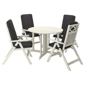 IKEA BONDHOLMEN БОНДХОЛЬМЕН, стол+4 кресла, д / сада, белый / бежевый / ярпонский / духольменский антрацит 695.498.84 фото
