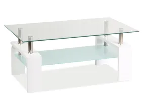Стеклянный журнальный столик SIGNAL LISA Basic II, 60x100 см, белый лак фото
