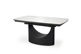 Кухонный стол HALMAR OSMAN 160-220x90 см, белый мрамор / черный фото