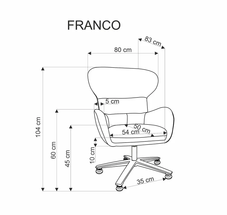 Мягкое кресло вращающееся HALMAR FRANCO серый фото №2