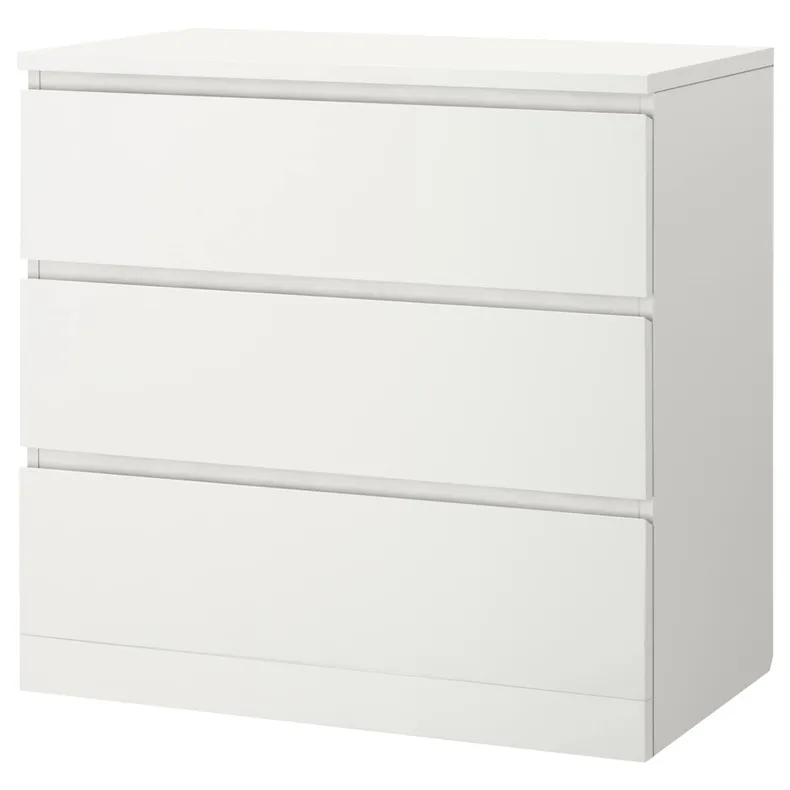 IKEA MALM МАЛЬМ, комод із 3 шухлядами, білий, 80x78 см 204.035.62 фото №1