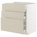 IKEA METOD МЕТОД / MAXIMERA МАКСИМЕРА, напольный шкаф с 3 ящиками, белый / гавсторпский бежевый, 80x60 см 494.267.04 фото thumb №1