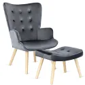 Крісло м'яке оксамитове з підставкою для ніг MEBEL ELITE LOZANO Velvet, Сірий фото thumb №1