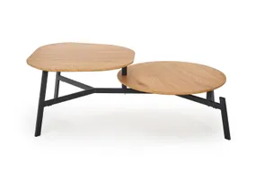 Журнальний столик дерев'яний HALMAR ZIGGY, 120x65 см, стільниця : дуб золотистий, ніжки : чорні фото