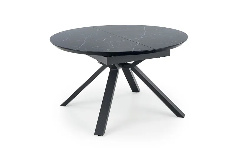 Стол складной HALMAR VERTIGO 130-180x130 см, столешница - черный мрамор, ножки - черные фото №1