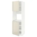 IKEA METOD МЕТОД, висока шафа для дух, 2 дверцят / пол, білий / Voxtorp високий глянець світло-бежевий, 60x60x200 см 894.673.11 фото thumb №1