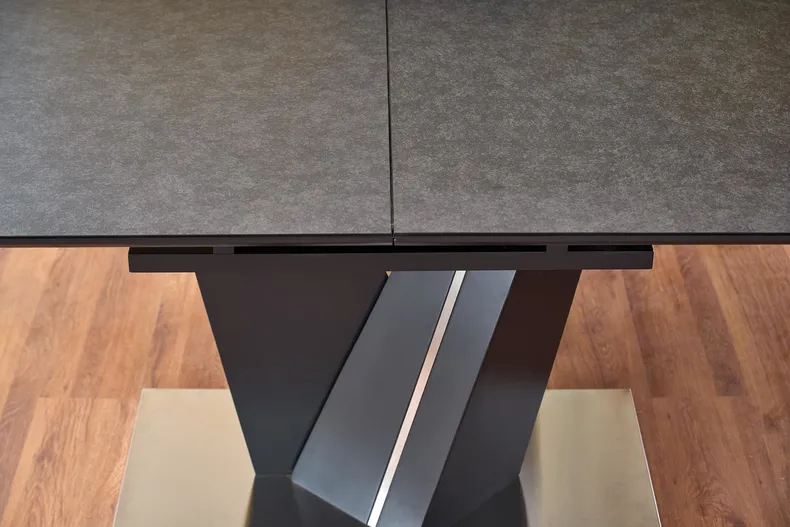 Обеденный стол раскладной HALMAR SALVADOR 160-200x90 см, столешница - темно-серый, ножки - темно-серые фото №6
