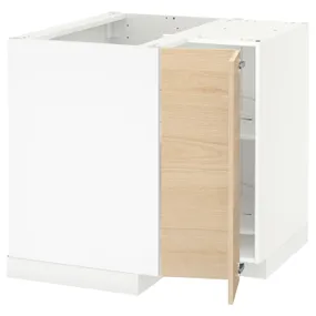 IKEA METOD МЕТОД, угловой напольн шкаф с вращающ секц, белый / аскерсундский узор светлый ясень, 88x88 см 793.558.99 фото