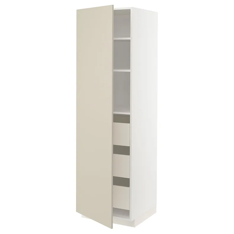 IKEA METOD МЕТОД / MAXIMERA МАКСИМЕРА, высокий шкаф с ящиками, белый / гавсторпский бежевый, 60x60x200 см 394.267.52 фото №1