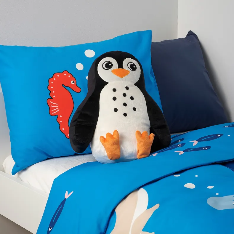 IKEA BLÅVINGAD БЛОВІНГАД, подушка, у формі пінгвіна чорний/білий, 40x32 см 205.283.69 фото №2