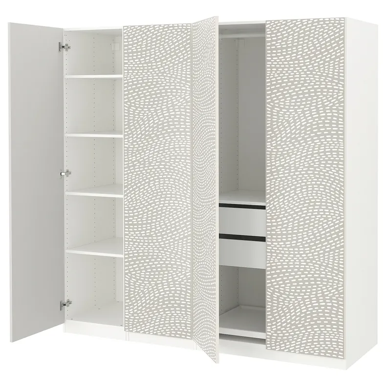 IKEA PAX ПАКС / MISTUDDEN МИСТУДДЕН, гардероб, комбинация, белый / серый узор, 200x60x201 см 795.229.83 фото №1