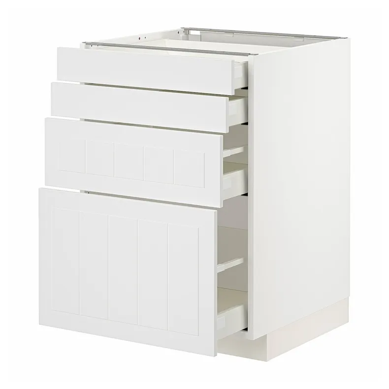 IKEA METOD МЕТОД / MAXIMERA МАКСИМЕРА, напольный шкаф 4 фасада / 4 ящика, белый / Стенсунд белый, 60x60 см 194.095.03 фото №1
