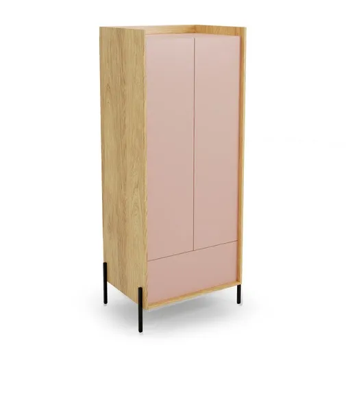 Шкаф HALMAR MOBIUS 2D 78x60 см, корпус : натуральный гикори, фасады - античный розовый фото №1
