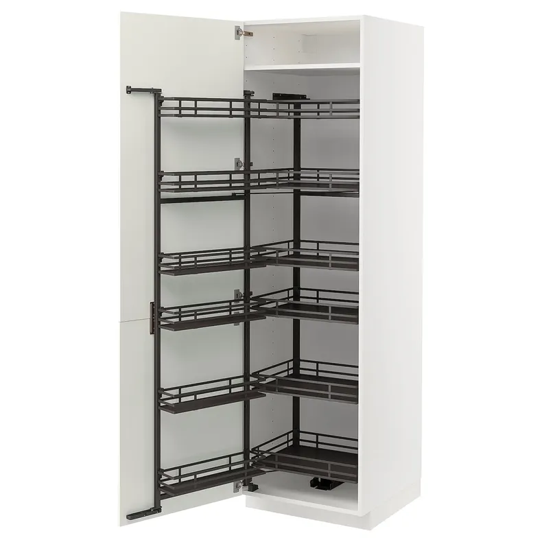 IKEA METOD МЕТОД, высокий шкаф с выдвижным модулем, белый / гавсторпский бежевый, 60x60x200 см 394.719.66 фото №1