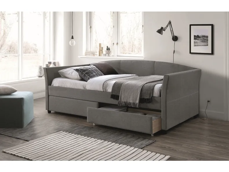 Кровать односпальная SIGNAL LANTA, ткань - серый, 90x200 см фото №2