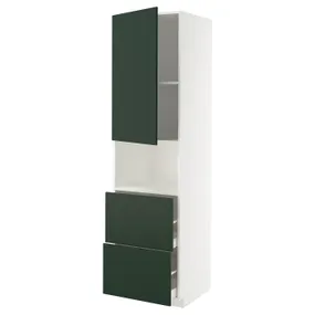 IKEA METOD МЕТОД / MAXIMERA МАКСІМЕРА, висока шафа для мікрох печі, 2 шухл, білий / Хавсторп темно-зелений, 60x60x220 см 795.572.94 фото