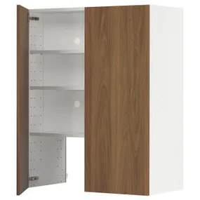 IKEA METOD МЕТОД, навесной шкаф д / вытяжки / полка / дверь, белый / Имитация коричневого ореха, 80x100 см 095.189.13 фото