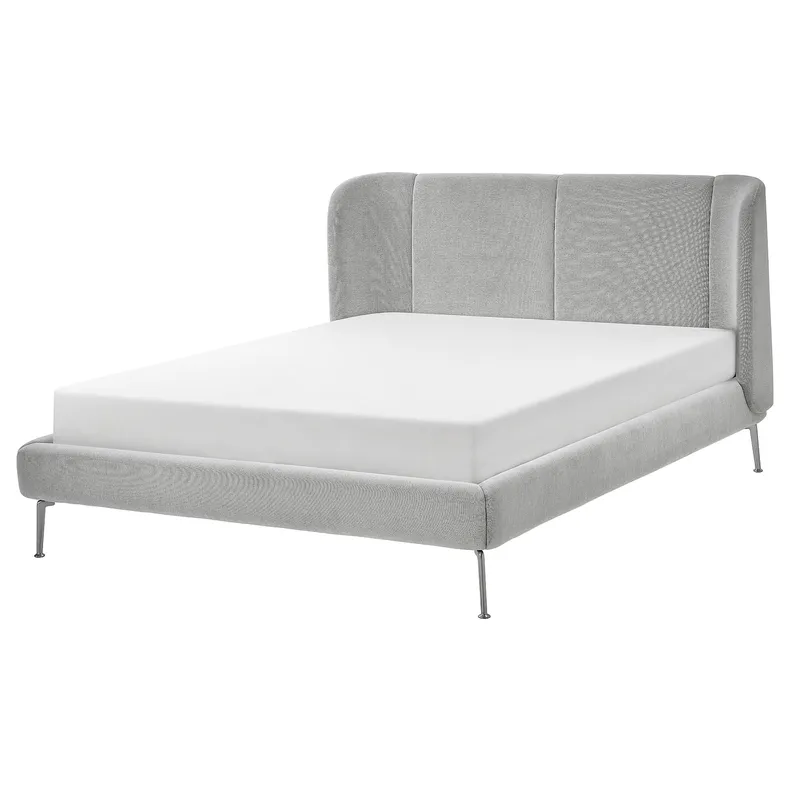 IKEA TUFJORD ТЮФЬЁРД, каркас кровати с обивкой, Талмира белая / черная, 140x200 см 205.732.48 фото №1