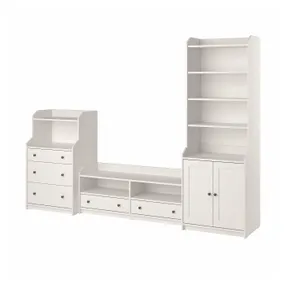 IKEA HAUGA ХАУГА, комбінація шаф для телевізора, білий, 277x46x199 см 193.884.40 фото