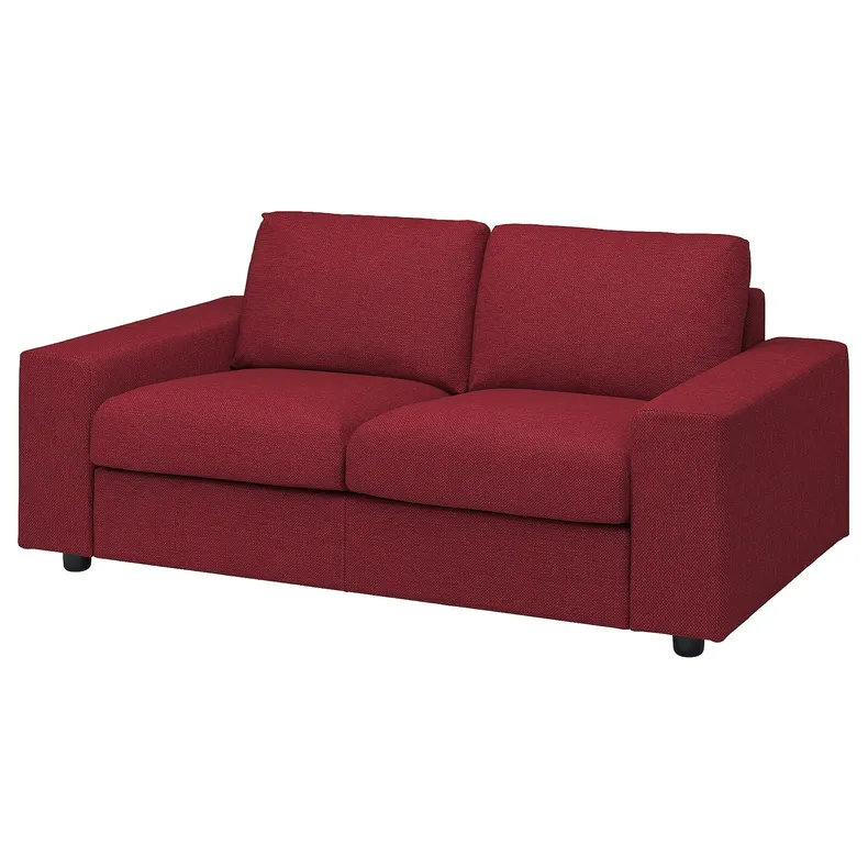 IKEA VIMLE ВИМЛЕ, чехол на 2-местный диван, с широкими подлокотниками/Lejde красный/коричневый 494.327.95 фото №2