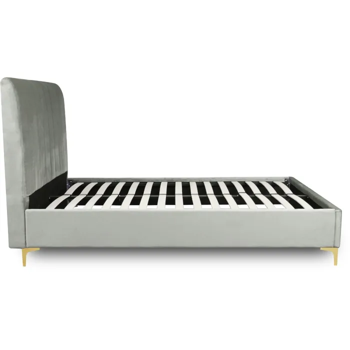 Кровать двуспальная бархатная MEBEL ELITE MARCELO Velvet, 140x200 см, серый фото №7