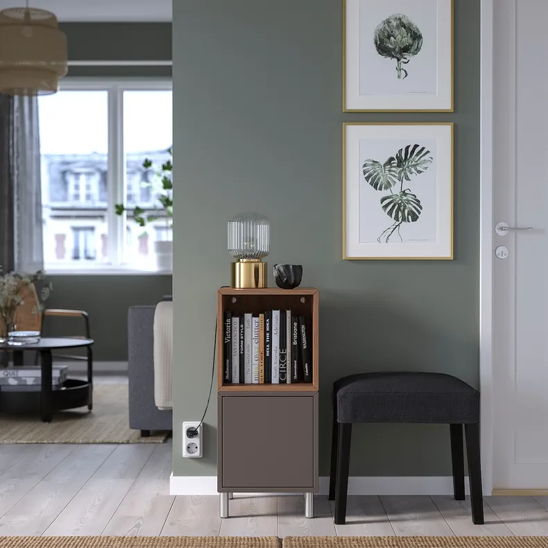 IKEA EKET ЭКЕТ, комбинация шкафов с ножками, темно-серый / орех, 35x35x80 см 394.903.33 фото №3