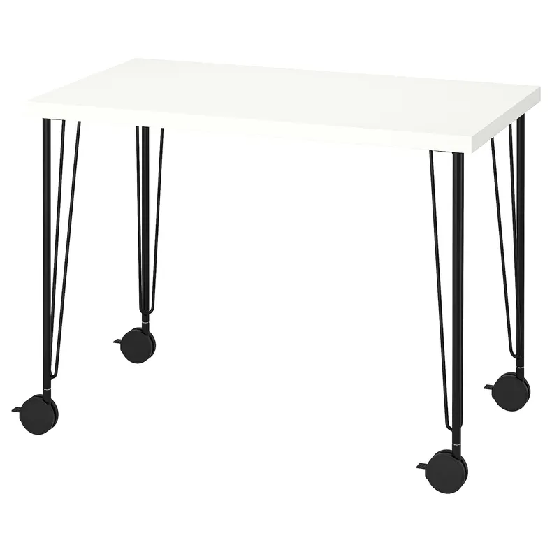 IKEA LINNMON ЛИННМОН / KRILLE КРИЛЛЕ, письменный стол, белый / черный, 100x60 см 895.097.02 фото №1