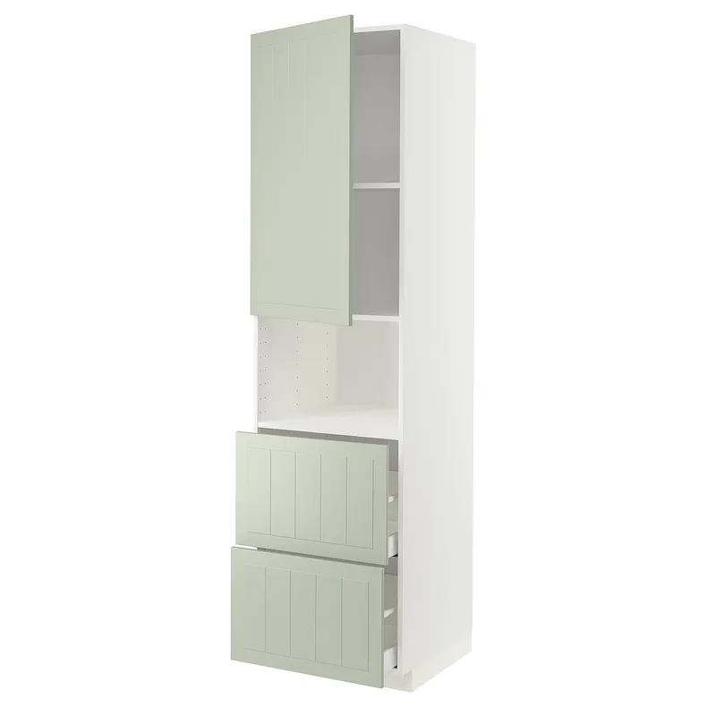 IKEA METOD МЕТОД / MAXIMERA МАКСІМЕРА, висока шафа для мікрох печі, 2 шухл, білий / Стенсунд світло-зелений, 60x60x220 см 794.865.36 фото №1