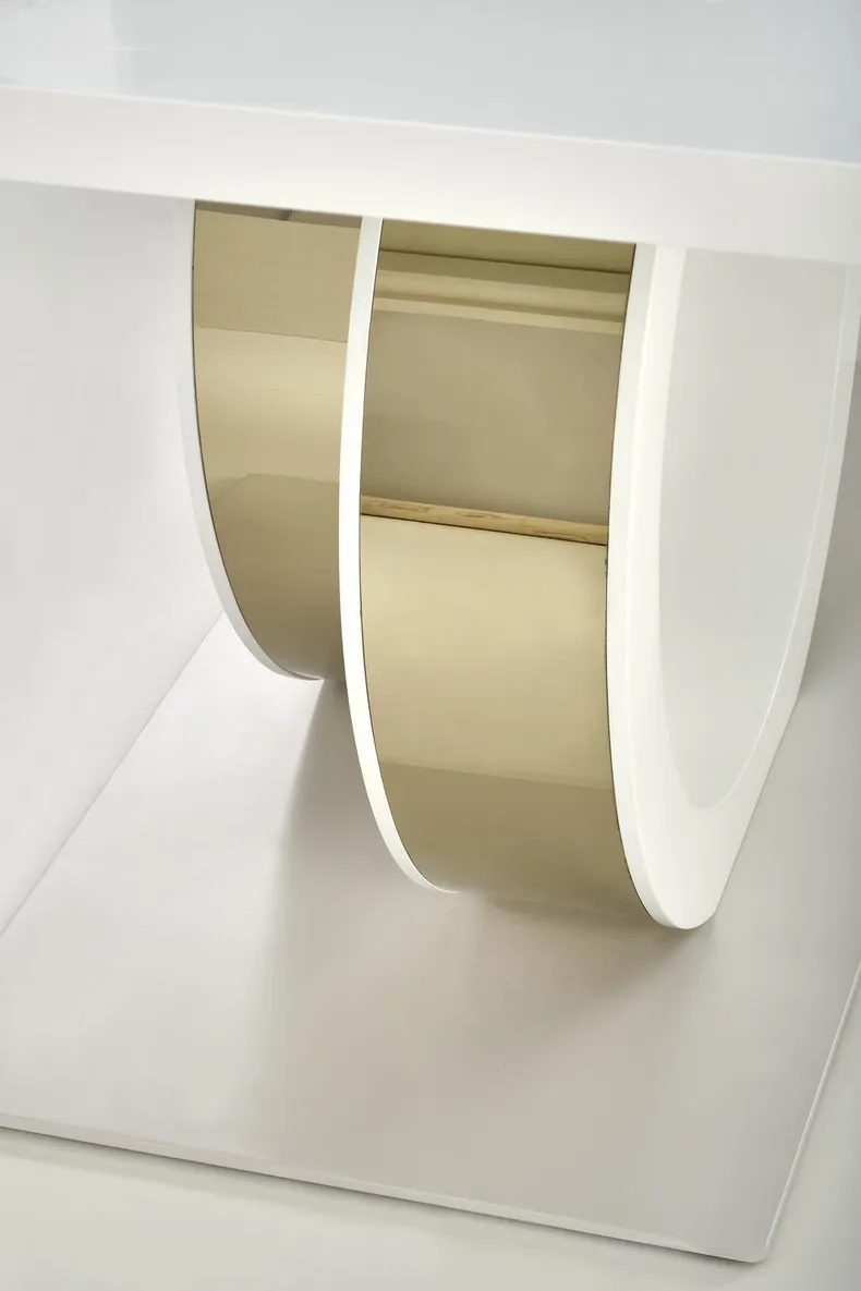 Раскладной обеденный стол HALMAR GALARDO 160-200x90 см, белый/золотой фото №12